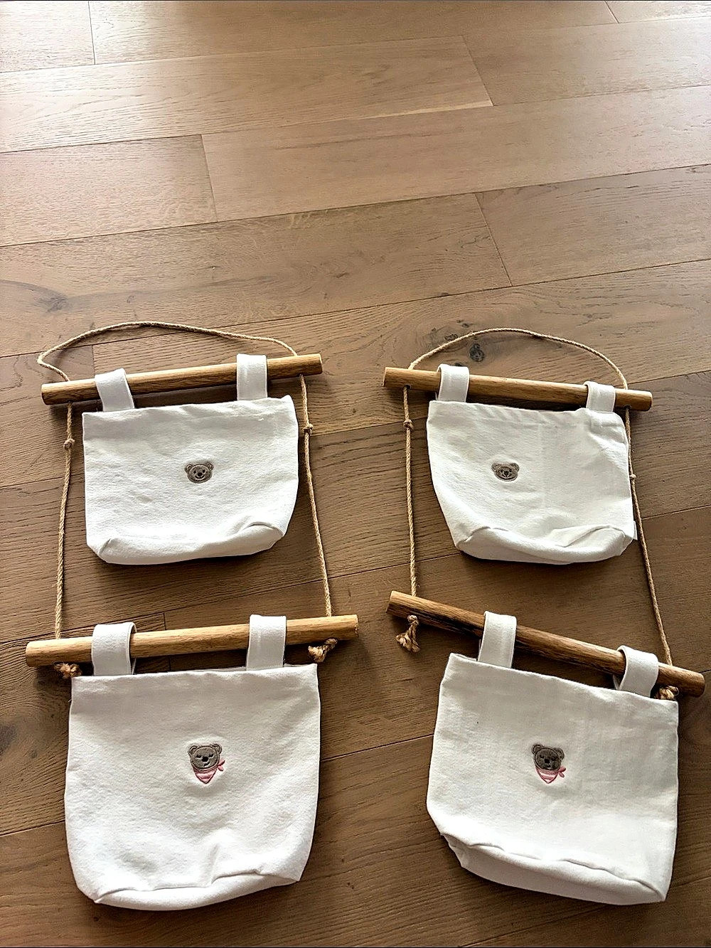Hanging Wall Organizer Set in White & Brown